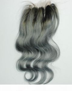 ombre dark grey 4x4quot lace closure brazilian lace closure 100 human hair grey hair closures for black women3899292