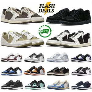 Scarpe di marca di lusso Jumpman 1 Golf Olive 1s Scarpe da pallacanestro basse da uomo Reverse Dark Wolf Unc Grigio Nero Phantom Scotts Panda Shadow Travis Sport da donna