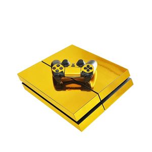 Decorações estilo dourado decalques de vinil ps4 adesivo de pele conjunto completo console pele + 2 controladores adesivos de pele protetora