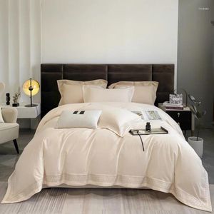 Sängkläder set bomullsuppsättning slipningsprocess sängkläder elegant broderi täcke täcke täcke kudde king king size platt platta blad