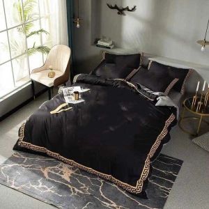 Conjuntos de cama moda preto designer conjuntos cama capa edredão queen size edredons conjunto capas folha fronhas