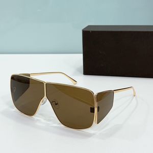 Oversized Wrap Sunglasses Gold Metal Brown Lens Women Mens Designer Sunglasses Shades Sunnies Gafas de sol UV400 Eyewear with Box