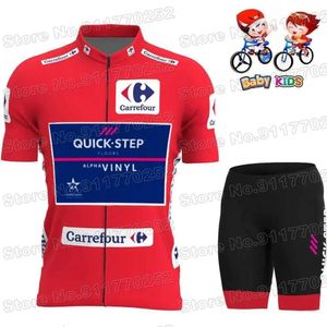 Set Maglia da ciclismo Set Bambini Quick Step Maglia da ciclismo rossa Set Remco Evenepoel Ragazzi Ragazze Abbigliamento da ciclismo Maglia da bici da strada per bambini Su