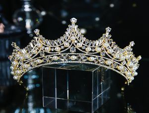 إسقاط Tiara Crystal Pearl غطاء رأس الزفاف ملحقات شعر التاج للمجوهرات حزب رئيس الحفلات 2257634