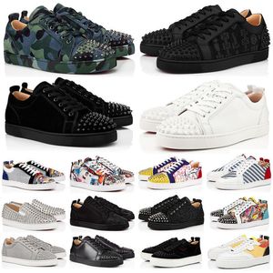 With Box Designer womens mens Dress shoes Black White Camo Red Glitter Rivets leather suede spikes men Office Career Wedding trainers platform Casual sneakers