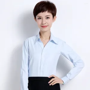 Women's Blouses V-Neck Formal Work Wear White Simple Dress Shirts Without Pocket Standard-fit Long Sleeve Female Blouse Tops Shirt