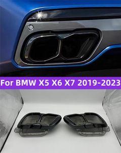 1 Pair Car Black Stainless Exhaust Pipe For BMW X5 X6 X7 G05 G06 G07 2019-2023 Styling 4 Outlet Upgrade Muffler Tips