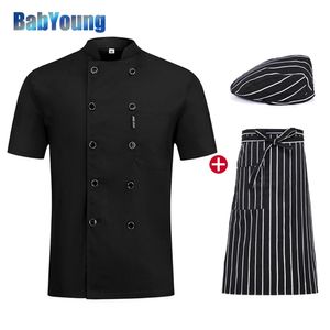 2023 high quality Double breasted Chef uniform Restaurant el kitchen Catering jackets cooking Cafe workwear chef clothes 240102