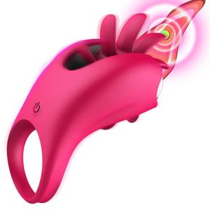 Items Rotating Oral Tongue Licking Vibration Penis Ring Gspot Massage Vagina Clitoris Stimulate Vibrator sexy Toys for Couples