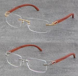 New Wood Eyeglasses Mens Eyewear Woman 8200757 Metal Frame Silver Rimless Wooden Fashion High Quality 18K Gold Frame Man Frames Gl2436479