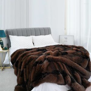 毛布3ルクサリー濃厚模造毛皮の冬の暖かい毛布ハイエンドフェイクミンクベルベットソファ快適なスロー