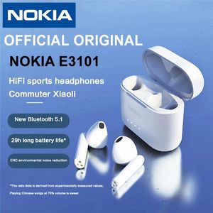 Kulaklıklar Nokia E3101 Bluetooth TWS Kulaklık Kablosuz Fon Kulaklık Gürültü Azaltma Çift mikrofon HD ANDROID İOS için Kulak Yarı Sarı Çağrı Kulaklığı