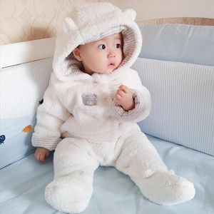 Jumpsuits 2018 Tender Babies Newborn Baby Clothes Bear Baby Girl Boy Rompers Hooded Plush Jumpsuit Winter Overalls For Kids Roupa Menina