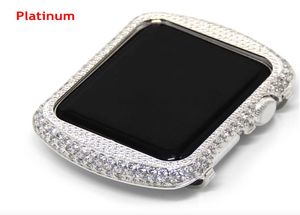 För Apple Watch Series 1 2 3 Rhinestone Diamond Case Handmade Zircon Crystal Bezel Electroplating Gold Watch Cover 38mm 42mm6097592