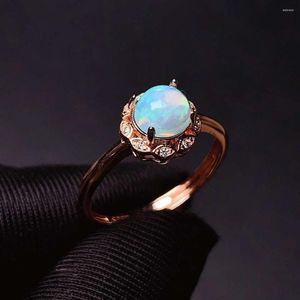 Pierścienie klastra Prezent Naturalny Elegancki dla kobiet Pierścień Opal 925 Srebrna biżuteria