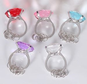 Party Favor Sell Multi Color Round Shaped Acrylic Diamond Ring Keychain Wedding Favors