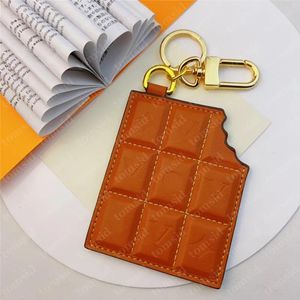 Lanyards Mens Designer Keychain Luxury Bag Charm For Women CHOCOLATE BAR FIGURINE Leather Keyring Classic Letters Stainless Steel Fashion K