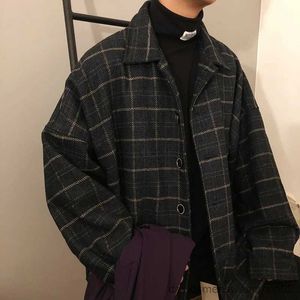 Men's Casual Shirts 2023 Simple Retro Check Jacket Tide Boy Street Autumn And Winter Wild Plaid Jacket Thick Shirt