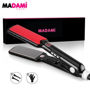 Piastre per capelli MCH Titanium Flat Iron 470F Piastra per capelli ad alta temperatura 2 IN 1 Bigodino Piastre larghe professionali Ferri per trattamento alla cheratina