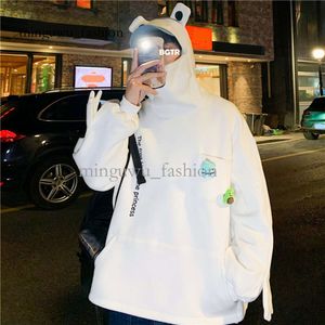 Internet Celebrity Frog Hoodies Autumn and Winter Funny Cartoon Frog Pullover Sweater for Men, Loose Hooded Coat Trendy Street Couple Dress 901 153