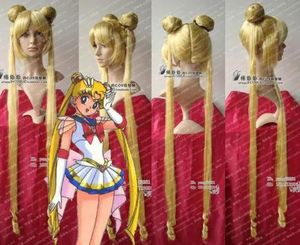 Perucas Sailor Moon Tsukino Usagi Cos Peruca Nova Long Mix Loira Cosplay Anime Perucas FRETE GRÁTIS