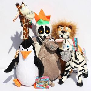 Куклы плюшевые куклы 6 ПК, установленные анимационные фильмы, мадагаскар игрушки мультфильм Lion Giraffe Zebra Gippo Lemur Kids Bab