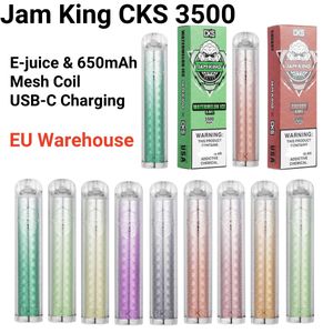 Jam King CKS 3500 vapes descartáveis puff E cigarro vape UE Armazém descartáveis vapes sabores de frutas 650mah 6ml Bobina de Malha 1.1ohm USB-C Carregamento