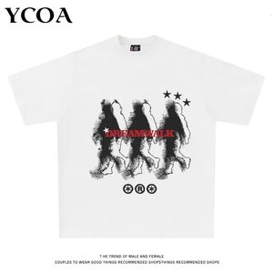 T-shirt grafiche da uomo oversize in cotone estivo moda coreana Y2k streetwear top manica corta magliette pullover abbigliamento estetico 240103