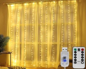 Strängar 3m LED Fairy Lights Garland Curtain String USB Festoon Remote Year Lamp Jul Decoration for Home3879448