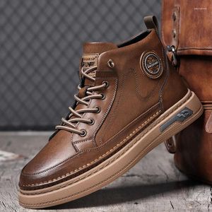 Boots 2024 Cowboy Mens Leather Motorcycle For Men Top Quality Walking Shoes Man Rubber Sole Casual