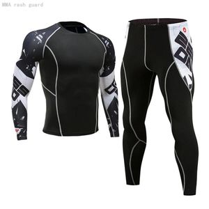 Majaki męskie rajstopy sportowe termiczne bieliznę Druga skóry siłownia biegowa Suit 2 PC Compression Sportswear Mężczyzna