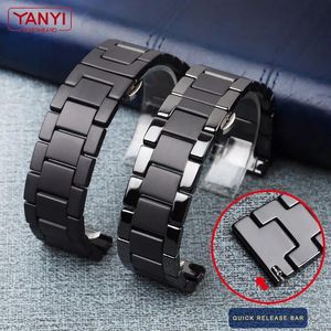 Watches Ceramic Watch Band for Huawei Watch Gt 2 Strap Quick Release Bar Watchband 18mm 20mm 22mm Watch Bracelet Matte Black Color