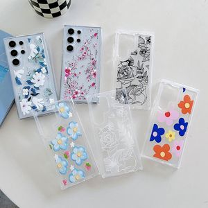 S24 Flower Cases For Samsung A15 A25 A35 A55 A14 S23 Ultra S22 Plus A24 A34 A54 A13 A33 A53 A73 Iphone 15 14 13 12 11 Rose Blossom Soft TPU Clear Floral Shockproof Phone Cover