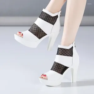 Sandálias bloco plataforma de salto mulheres verão gladiador 2024 dedo do pé aberto salto alto senhoras sexy botas plus size 41 42