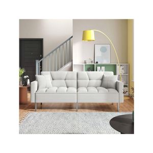 Meble do salonu nowoczesne lniane tapicerowane kabrioletowe składane futon sofa sofa upuszczenie dostawy do domu ogród dh6vl