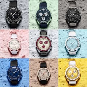 Box Mens Bioceramic Moon Watches Wath Function Quarz Chronograp Watch Watch Mission to Mercury 42mm Nylon Luxury Watch Limited Edition Master Wristwatches