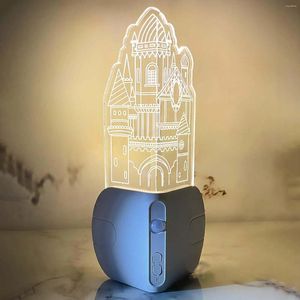 Lampy stołowe LED Castle Night Light Atmosphere Lampa do gier w pokoju stolik nocny