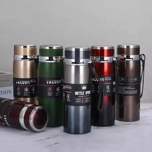 1000ml800ml600ml Doppia boccetta per vuoto in acciaio inossidabile Travel Office Fitness Thermos Bottiglia d'acqua Caffè Tè Tazza isolata Tazza 240102