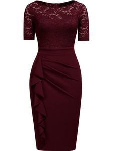 REPHYLLIS Women Cocktail Party Dresses Wedding Guest Evening Lace Ruffles Elegant Casual Wear Work Bodycon Vintage For 240103