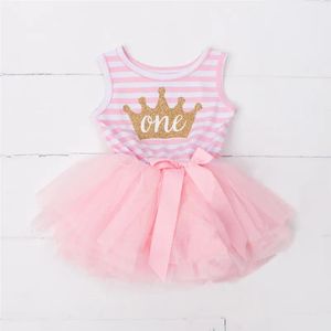 Dresses Princess Dress Girl 2016 New Baby Girls Stripe Vest Dresses Tutu Baby Kids Clothing For 1 Year Birthday Infant Party Dress