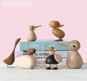 Nordico Gufo di legno Statua di animali Ornamenti BirdDuckGoose Casa di moda Decorazioni per il soggiorno Figura in legno Regali su grande T206514507