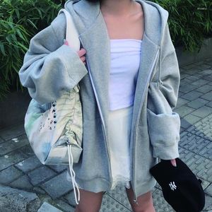 Hoodies femininos oversized zip up hoodie mulheres simples moda coreana simples moletom bolsos tamanho grande 5xl poleron baggy cordão sólido