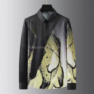 2024 primavera camisas masculinas moda impressa manga longa magro camisa casual negócios banquete social festa formal vestido camisa