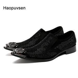 Handgefertigte Metallspitze Ankunft Spitzer Kristallzehen echte Männer Leder Kleider Mode Friseur Schuhe SZ 12 240102 981 HAIRER