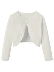 Jacken Kinder Kinder Lange Ärmel Weiß Bolero Jacke Achselzucken Cape Formale Hochzeit Party Umhänge Schal Blumenmädchen Mäntel Oberbekleidung