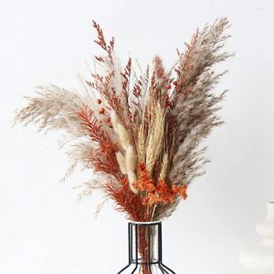 Dekorativa blommor 1 Set Pampas Grass Reed Bouquet Dried Floral Arrangement Artificial Flower Christmas Wedding Table Home Decoration No