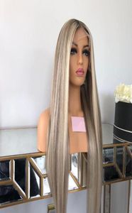 Lace Wigs Long Straight Ash Blonde Highlights 60 Front Human Hair 150 Density 13x434861081102619