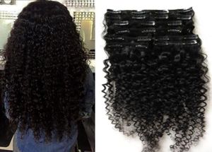 Peruwiański klip w przedłużaniach włosów 100G 100G 8pcs Kinky Curly African American Clip w ludzkich przedłużeniach włosów 5734223