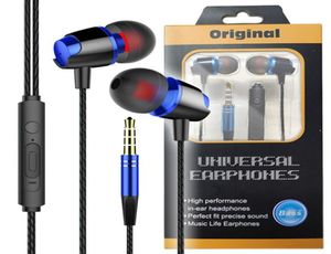 Universal Wired Earphone with Mic 35mm jack Metal Subwoofer Stereo Earphones Sports inear Earbuds for Phone Tablet PC Computer M6234061