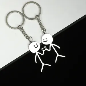 Keychains Creative Interesting Match People Than Heart Couple Keychain Ins Personality Cute Funny Bag Pendant Jewelry Gifts Key Ring 1/2pc